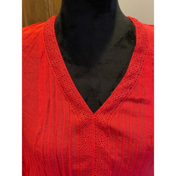 Counterparts Blouse Red Size Medium Boho Peasant  Bell Sleeves Flowy - Picture 3 of 10